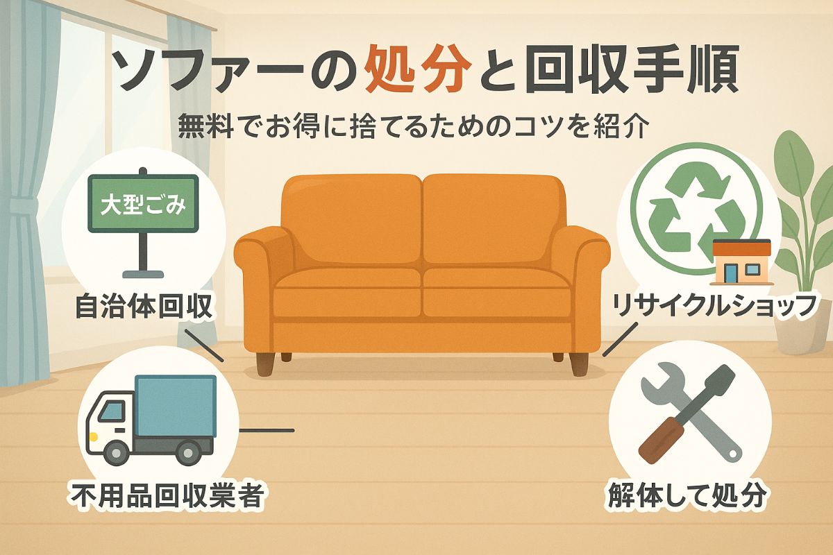 ソファーの処分方法と失敗しない回収手順!無料でお得に捨てるコツ