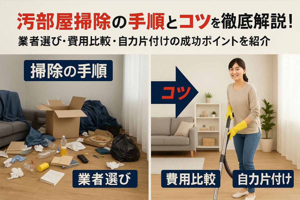 汚部屋掃除の手順とコツを徹底解説!業者選びや費用比較・自力片付けの成功ポイント