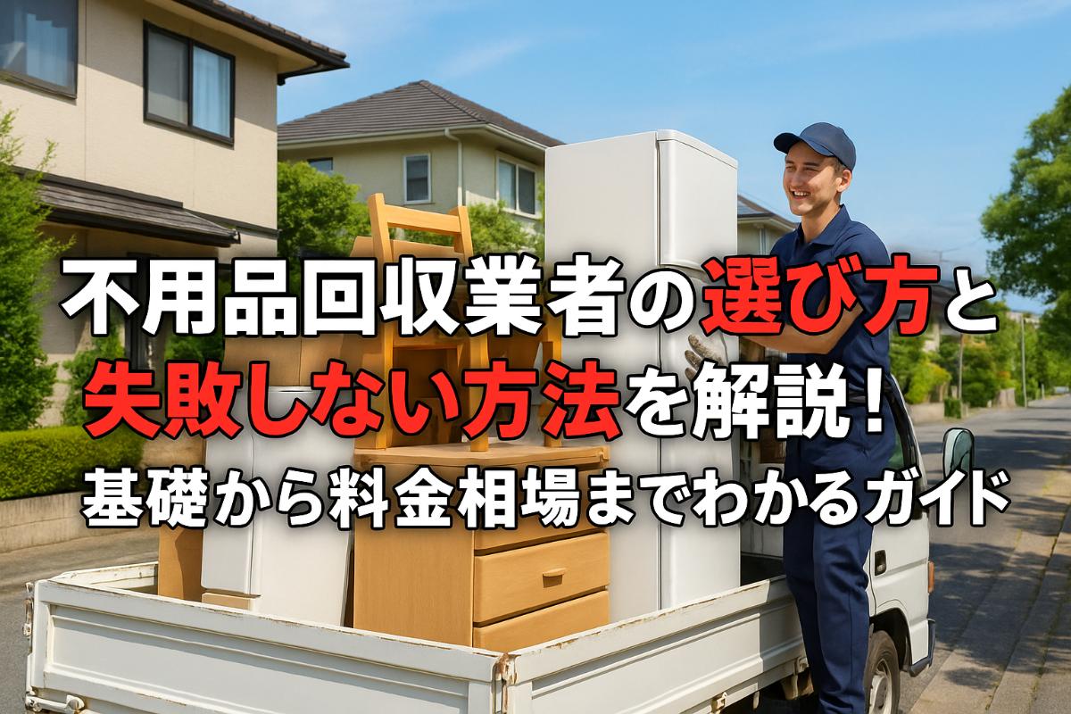 不用品回収業者の選び方と失敗しない方法を解説！基礎から料金相場までわかるガイド