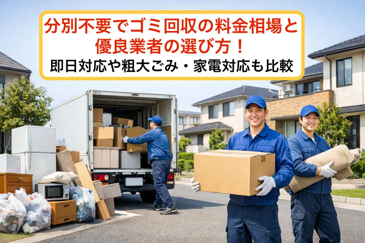 分別不要でゴミ回収の料金相場と優良業者の選び方！即日対応や粗大ごみ・家電対応も比較